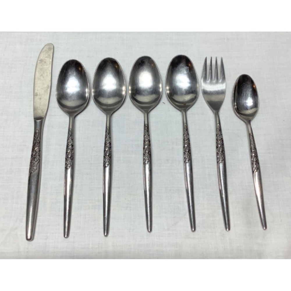 7  pc Capco Kitco CAO15 Stainless Steel Flatware Japan UNF60 Roses replacement